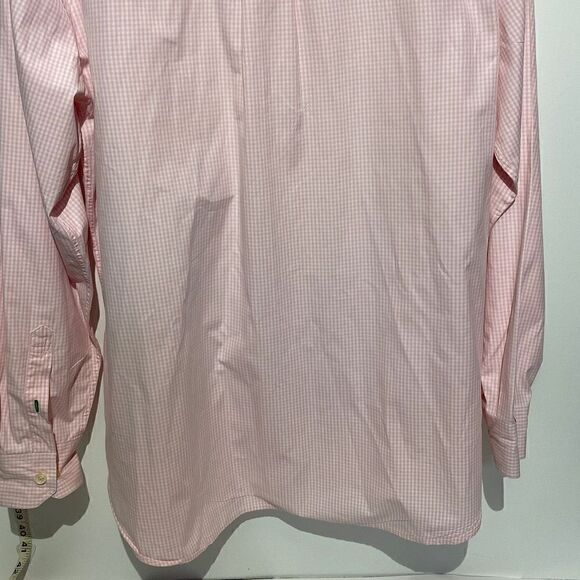 Tommy Hilfiger Men's Button-up Plaid 80's 2-Ply Cotton Dress Shirt Pink & White - Picture 7 of 12